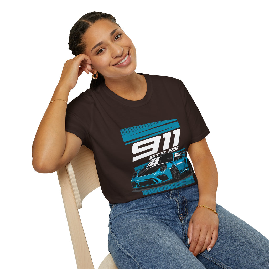 Porsche 911 GT3 RS Racing T-Shirt — Blue Track Car Graphic Tee