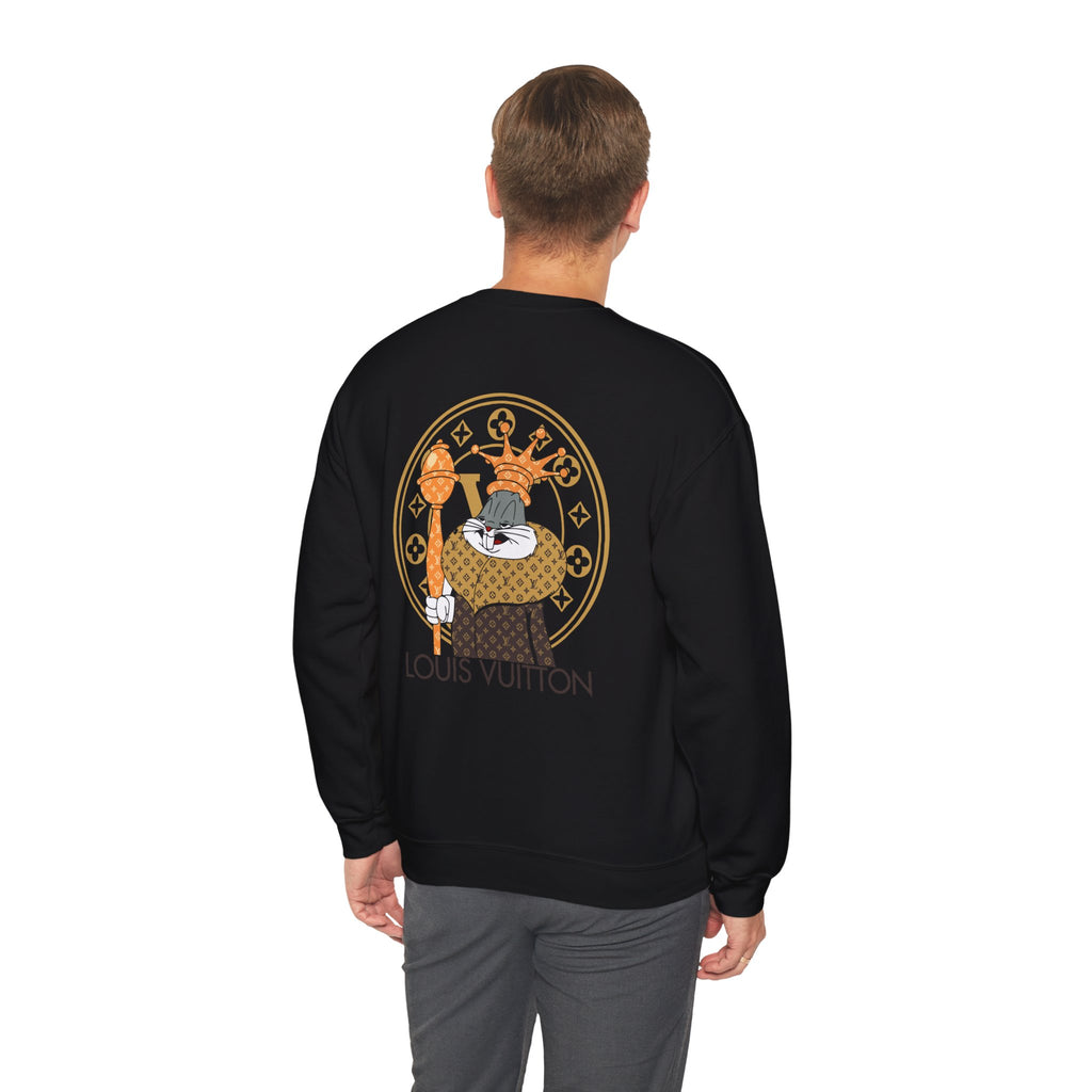 Luxury Logo Crewneck Sweatshirt — King Cat Graphic "Louis Vuitton"