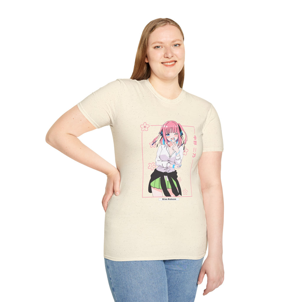 Anime Character T-Shirt — Cute Pink-Haired Schoolgirl Design ("Miku Nakano")