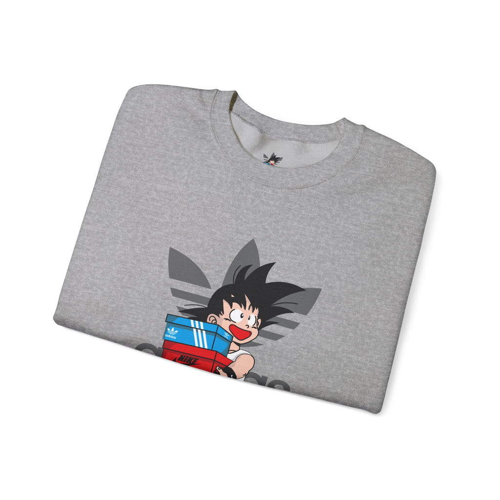 Anime Kid Graphic Sweatshirt — Cute Goku Shopping Adidas-Style Crewneck