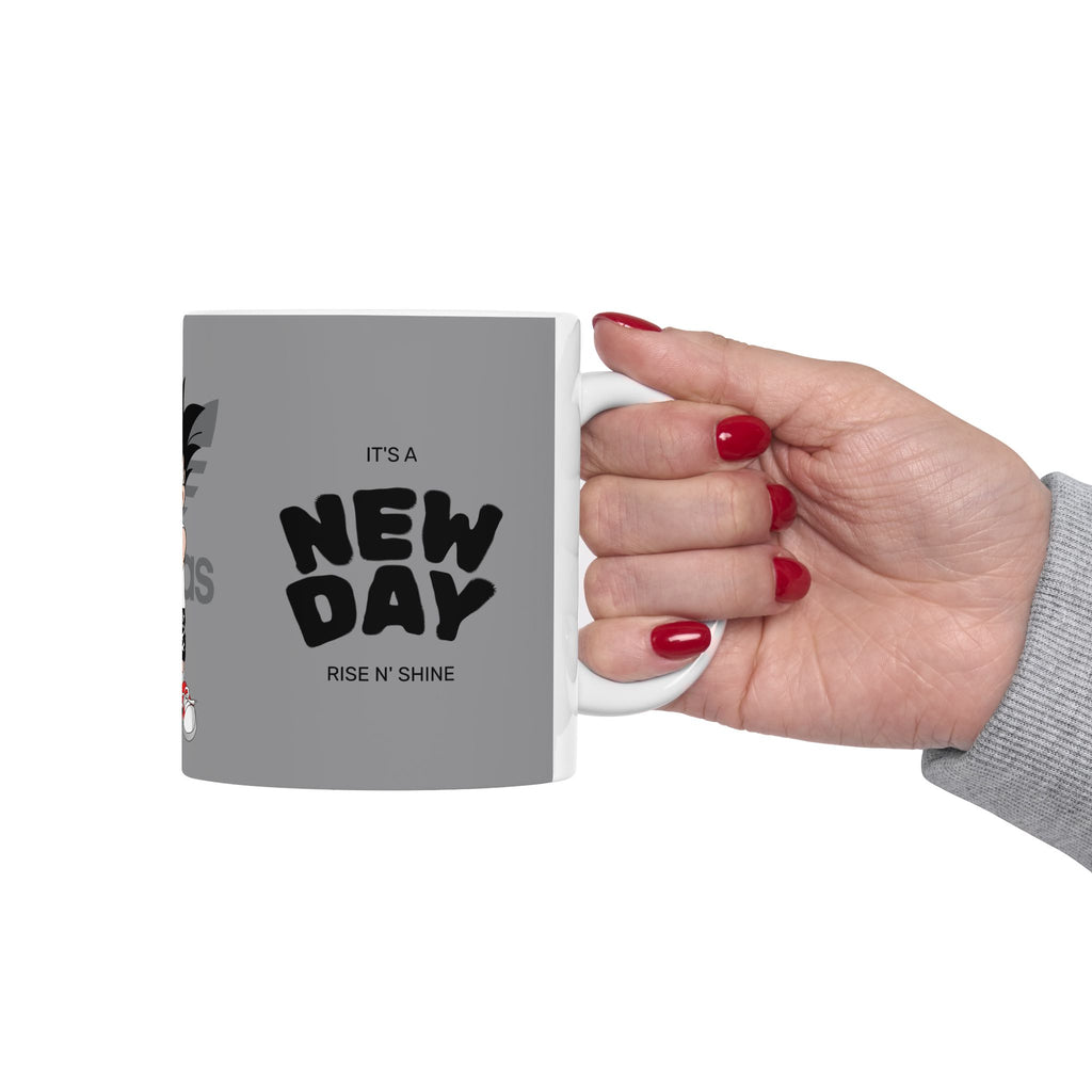 Anime Sneakerhead Mug — Cute Boy with Shoe Boxes, Retro Streetwear Coffee Cup (11oz/15oz)