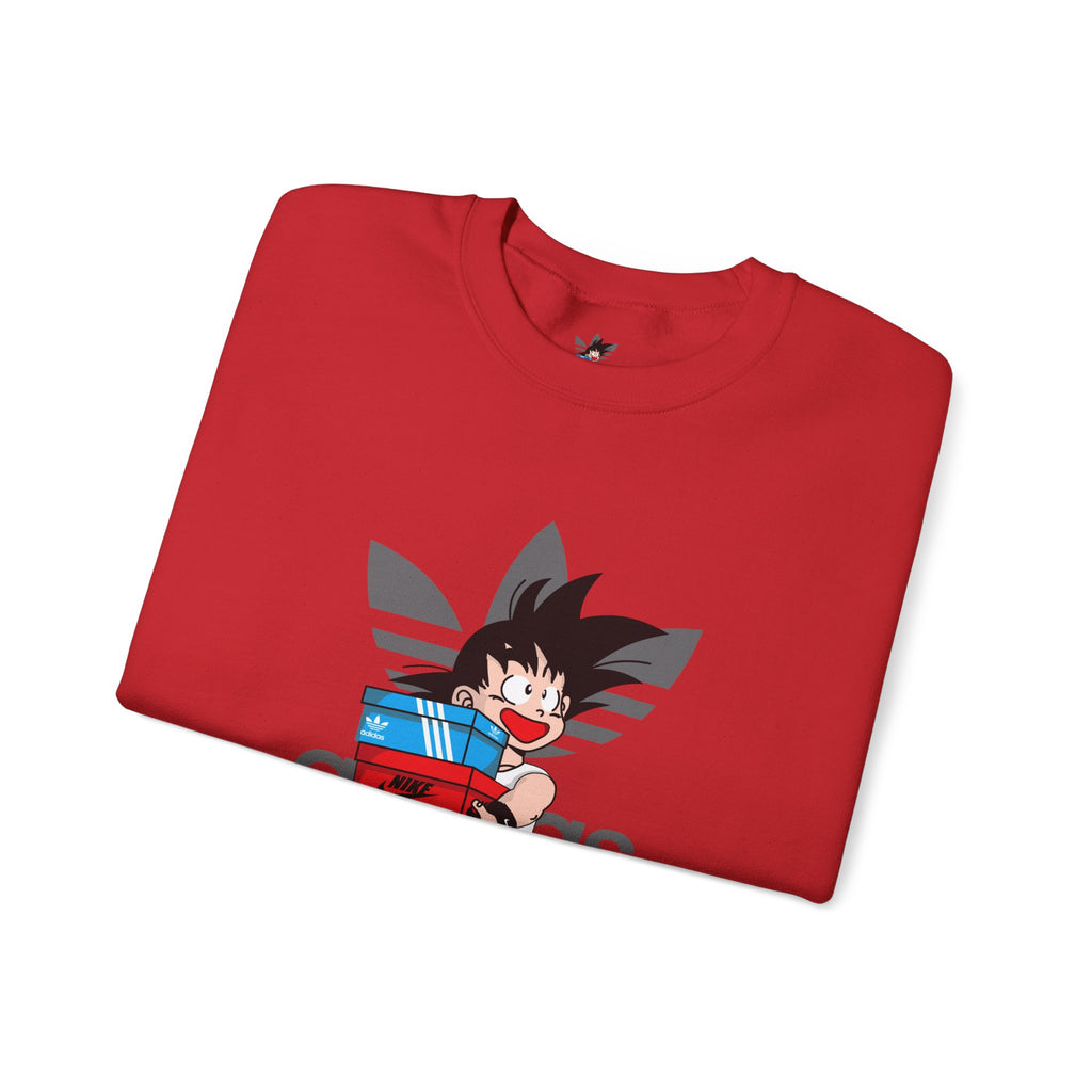 Anime Kid Graphic Sweatshirt — Cute Goku Shopping Adidas-Style Crewneck