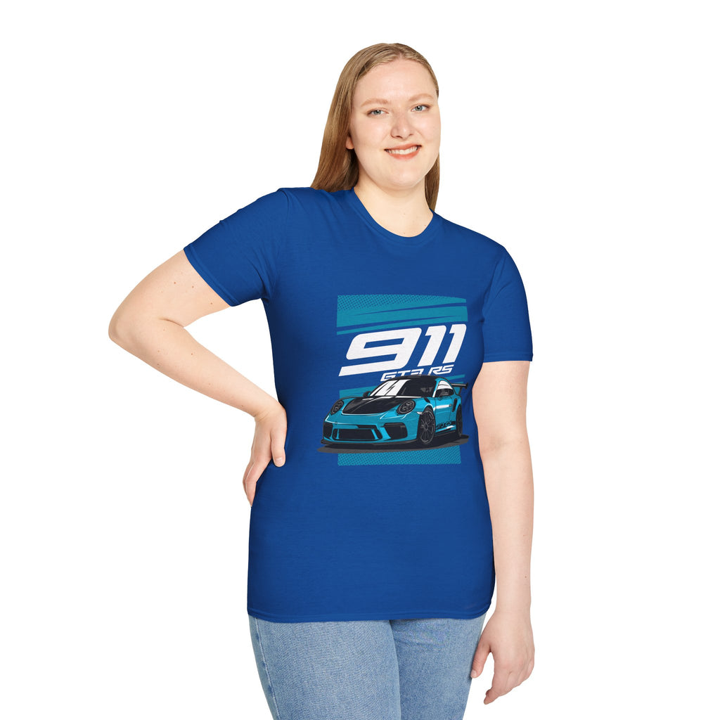 Porsche 911 GT3 RS Racing T-Shirt — Blue Track Car Graphic Tee