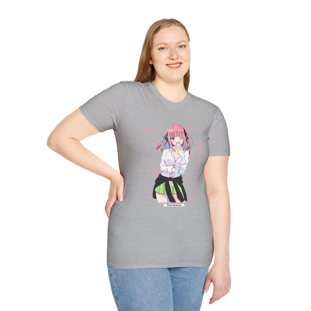 Anime Character T-Shirt — Cute Pink-Haired Schoolgirl Design ("Miku Nakano")