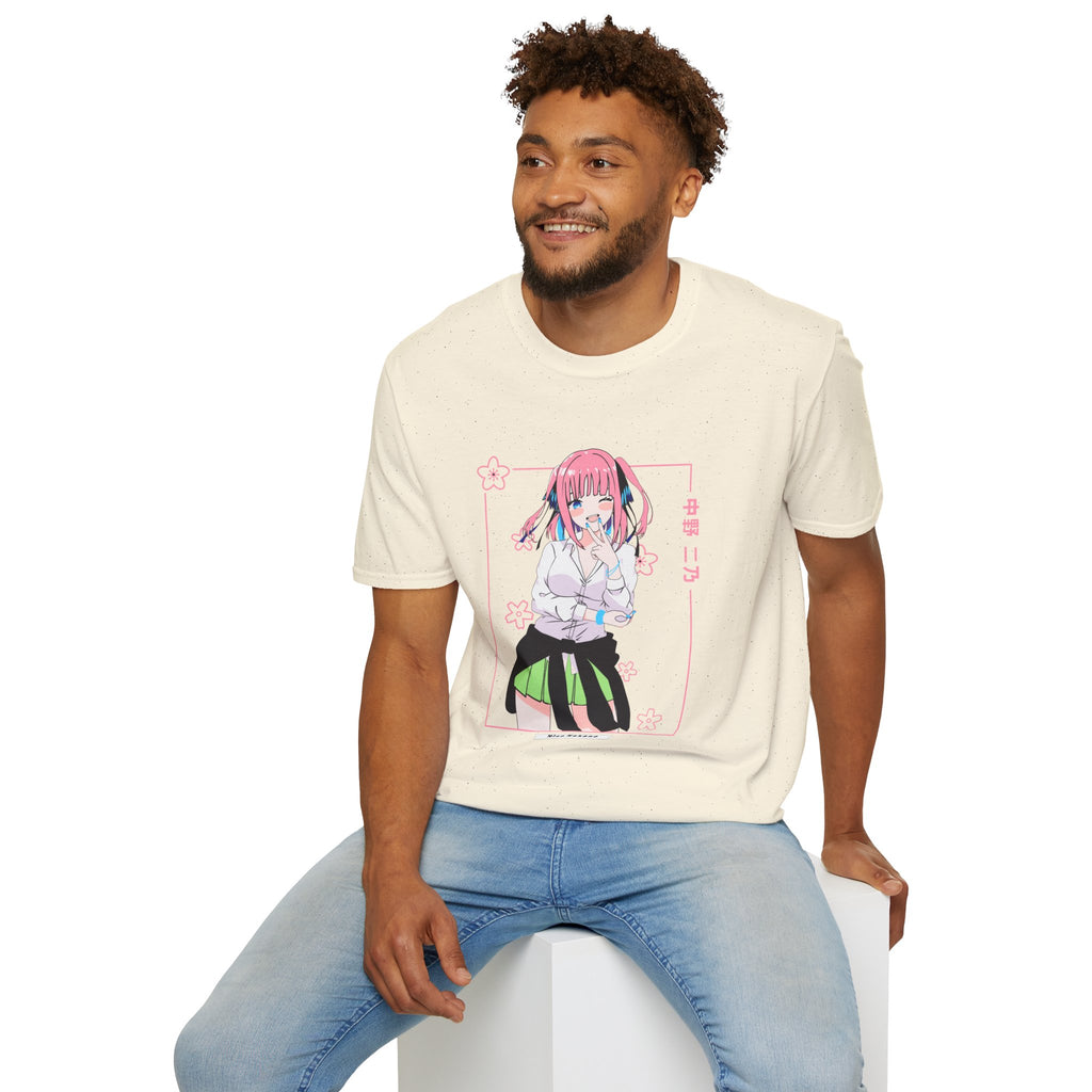 Anime Character T-Shirt — Cute Pink-Haired Schoolgirl Design ("Miku Nakano")