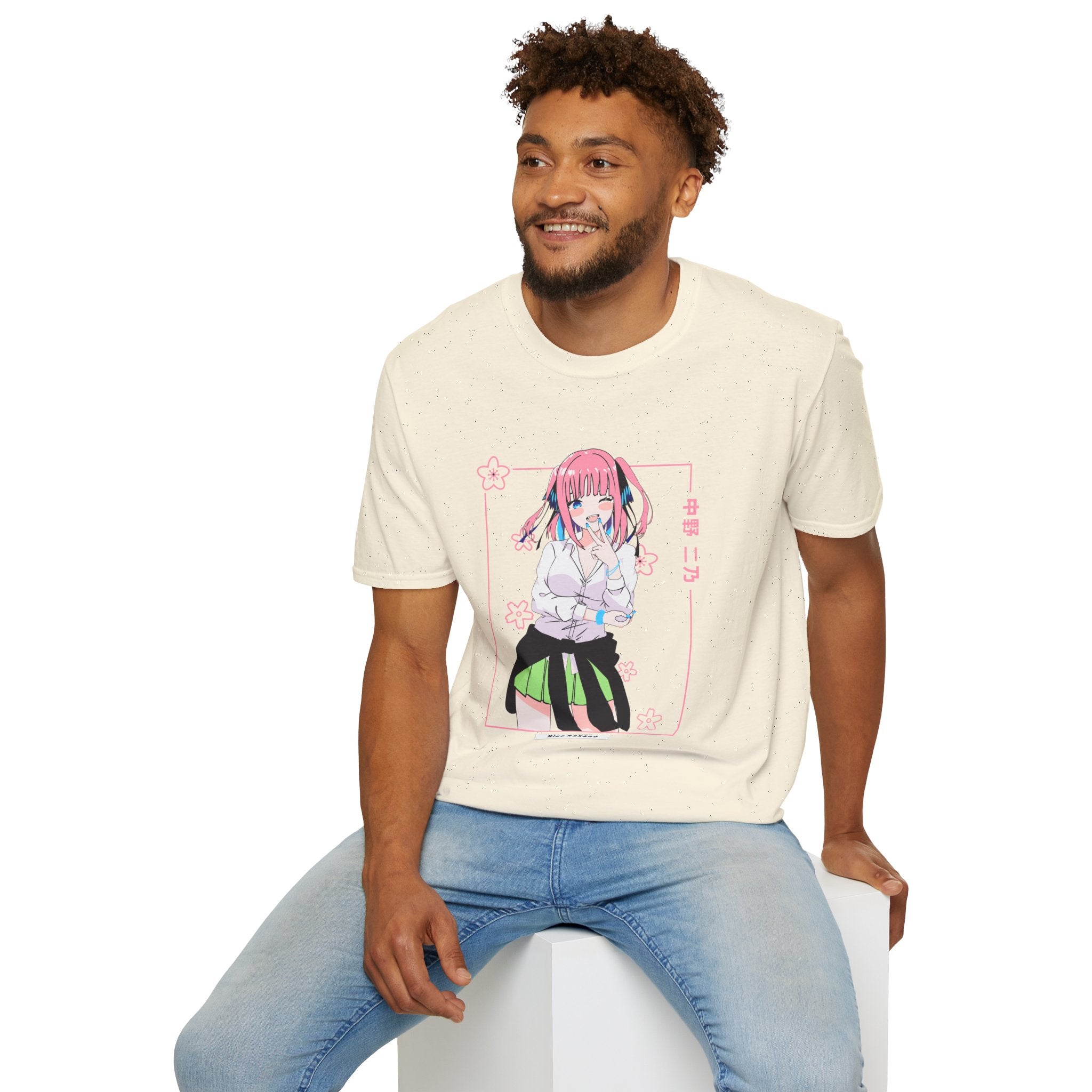 Anime Character T-Shirt — Cute Pink-Haired Schoolgirl Design ("Miku Nakano")