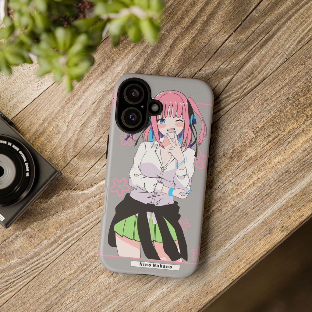 Anime Girl Phone Case — Pink Haired Schoolgirl "Nino Nakano" Cute Otaku Protective Case