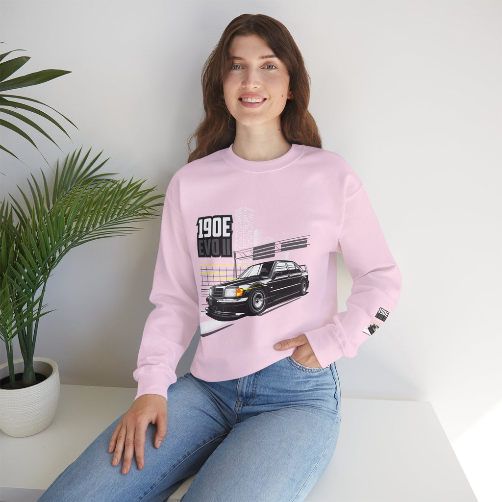 190E Evo II Crewneck Sweatshirt — Classic Mercedes 190E Car Graphic