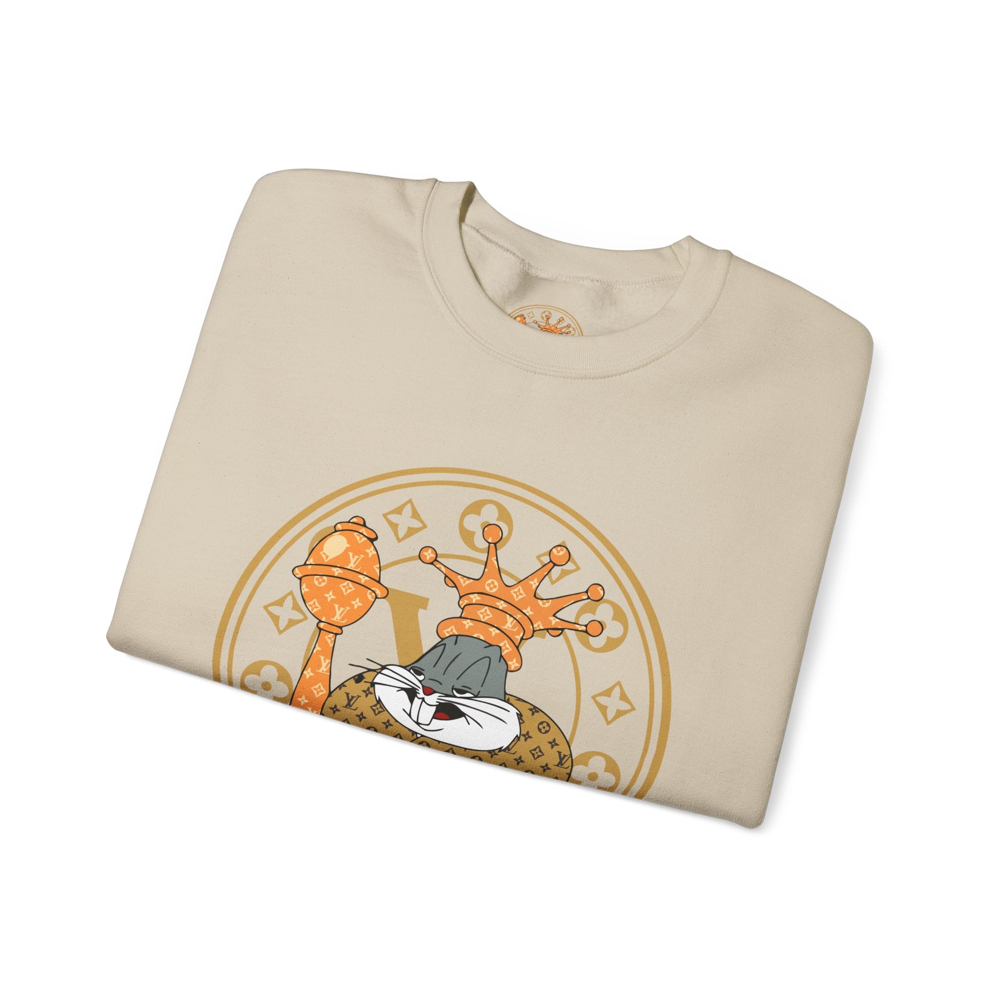 Luxury Logo Crewneck Sweatshirt — King Cat Graphic "Louis Vuitton"