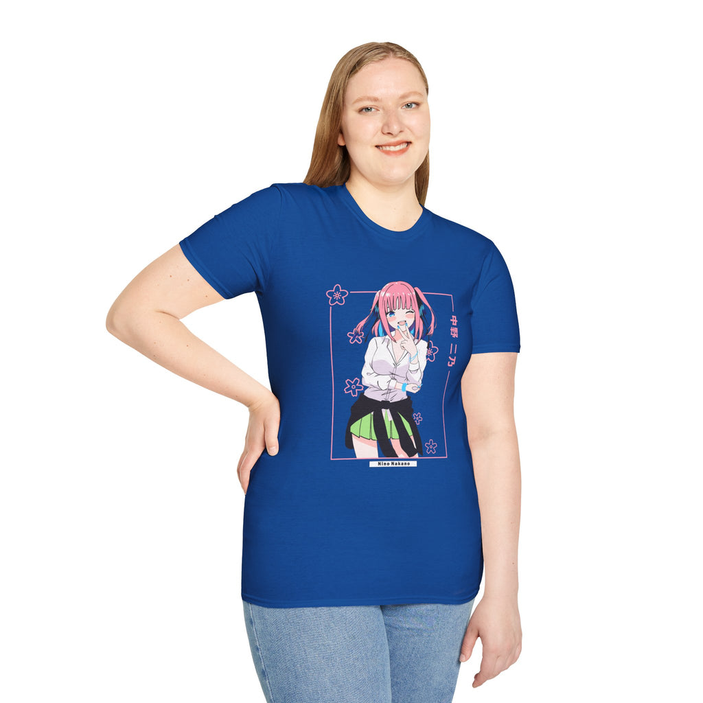 Anime Character T-Shirt — Cute Pink-Haired Schoolgirl Design ("Miku Nakano")