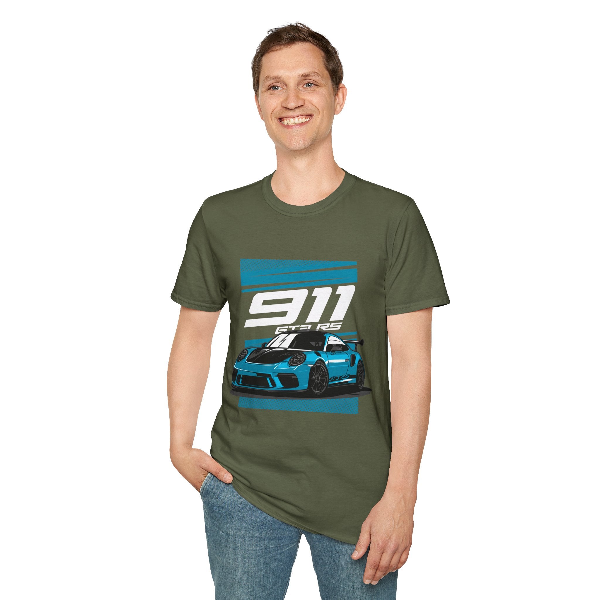 Porsche 911 GT3 RS Racing T-Shirt — Blue Track Car Graphic Tee