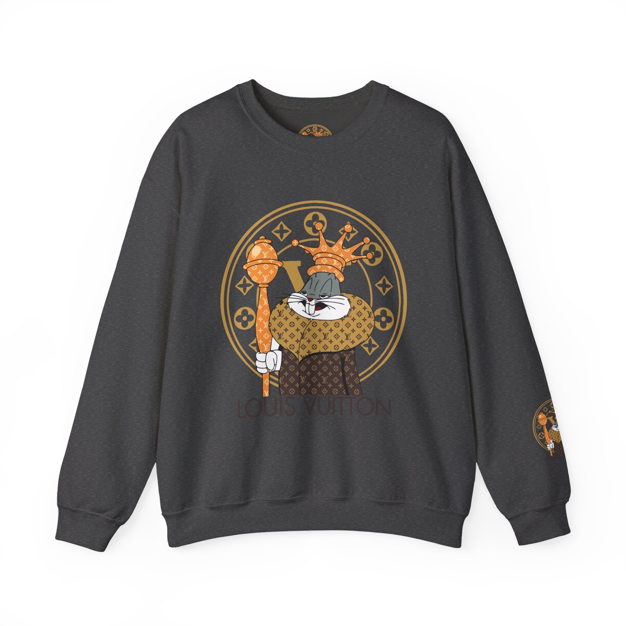 Luxury Logo Crewneck Sweatshirt — King Cat Graphic "Louis Vuitton"