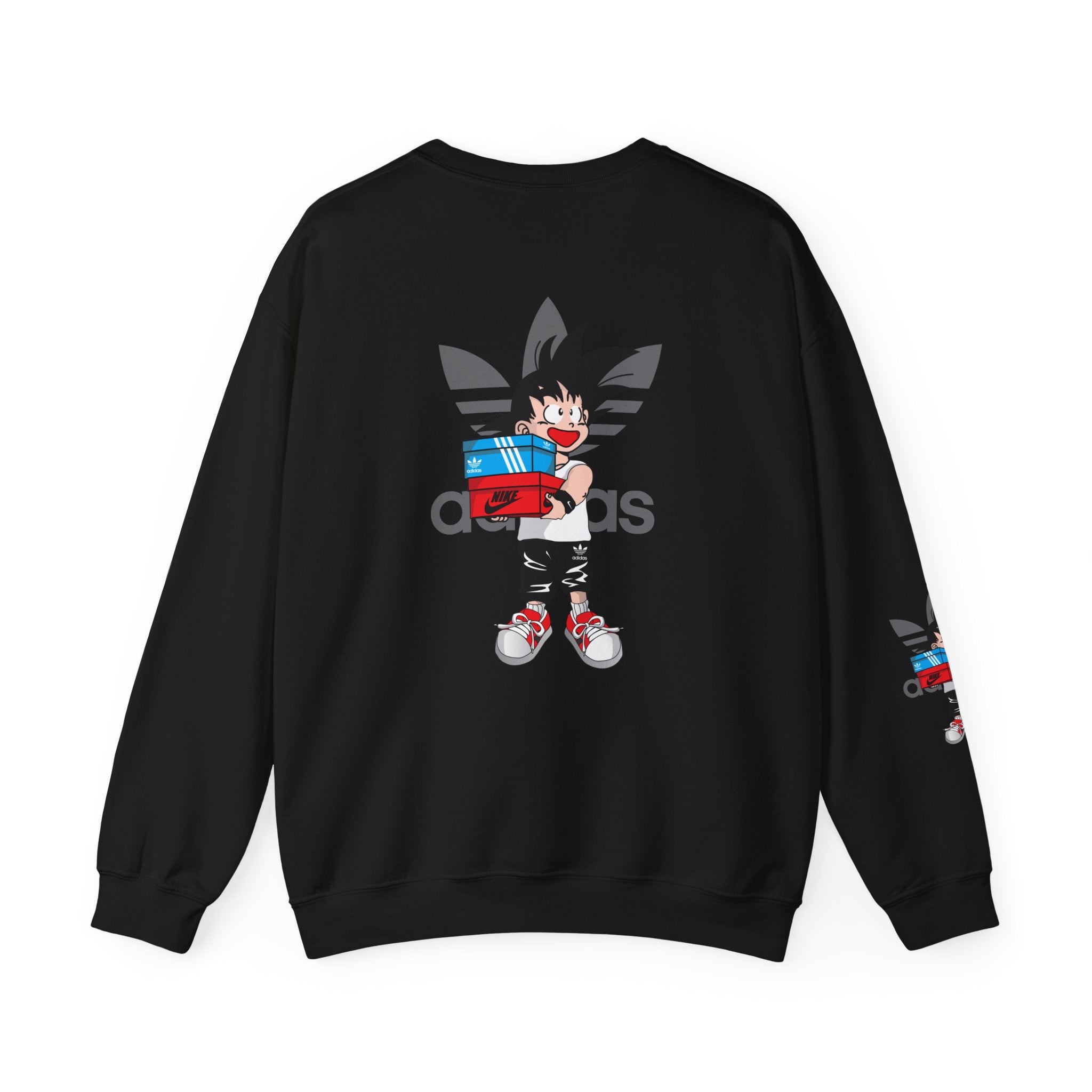 Anime Kid Graphic Sweatshirt — Cute Goku Shopping Adidas-Style Crewneck