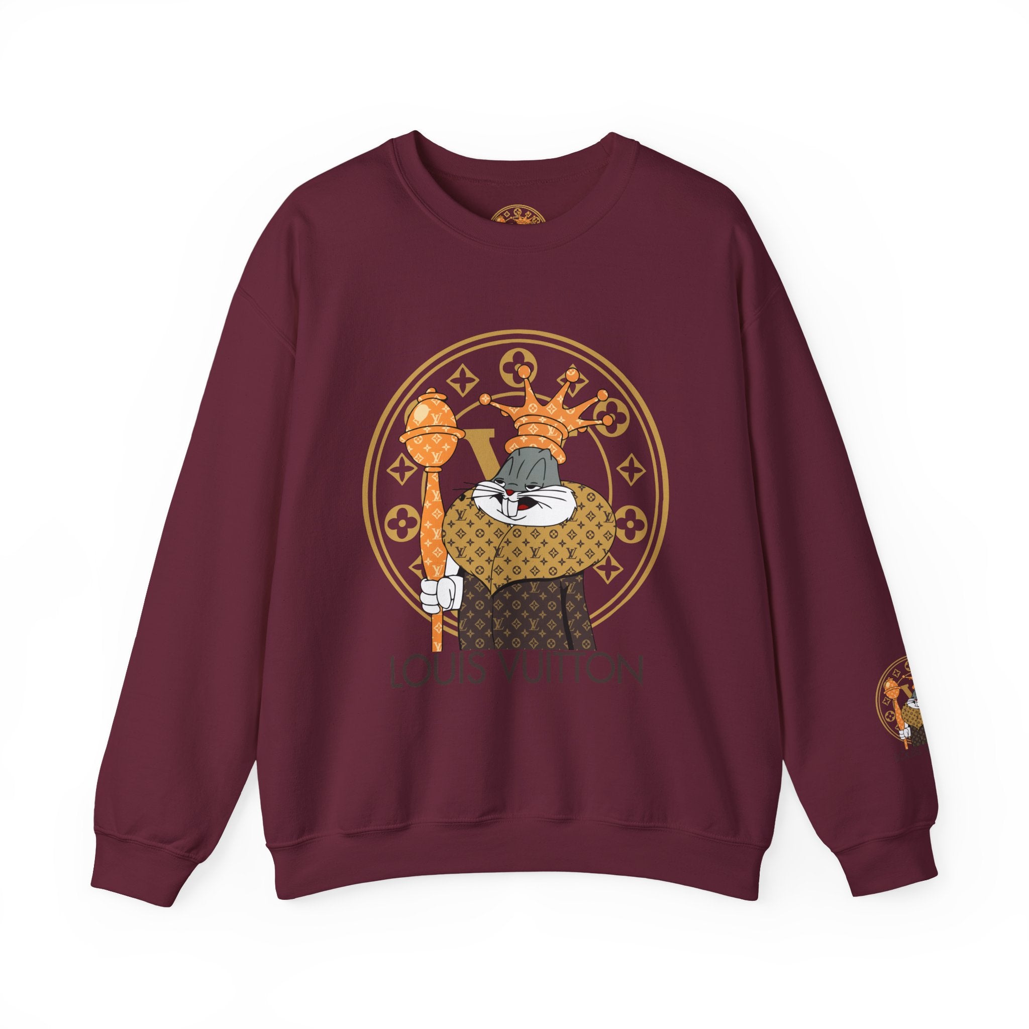 Luxury Logo Crewneck Sweatshirt — King Cat Graphic "Louis Vuitton"