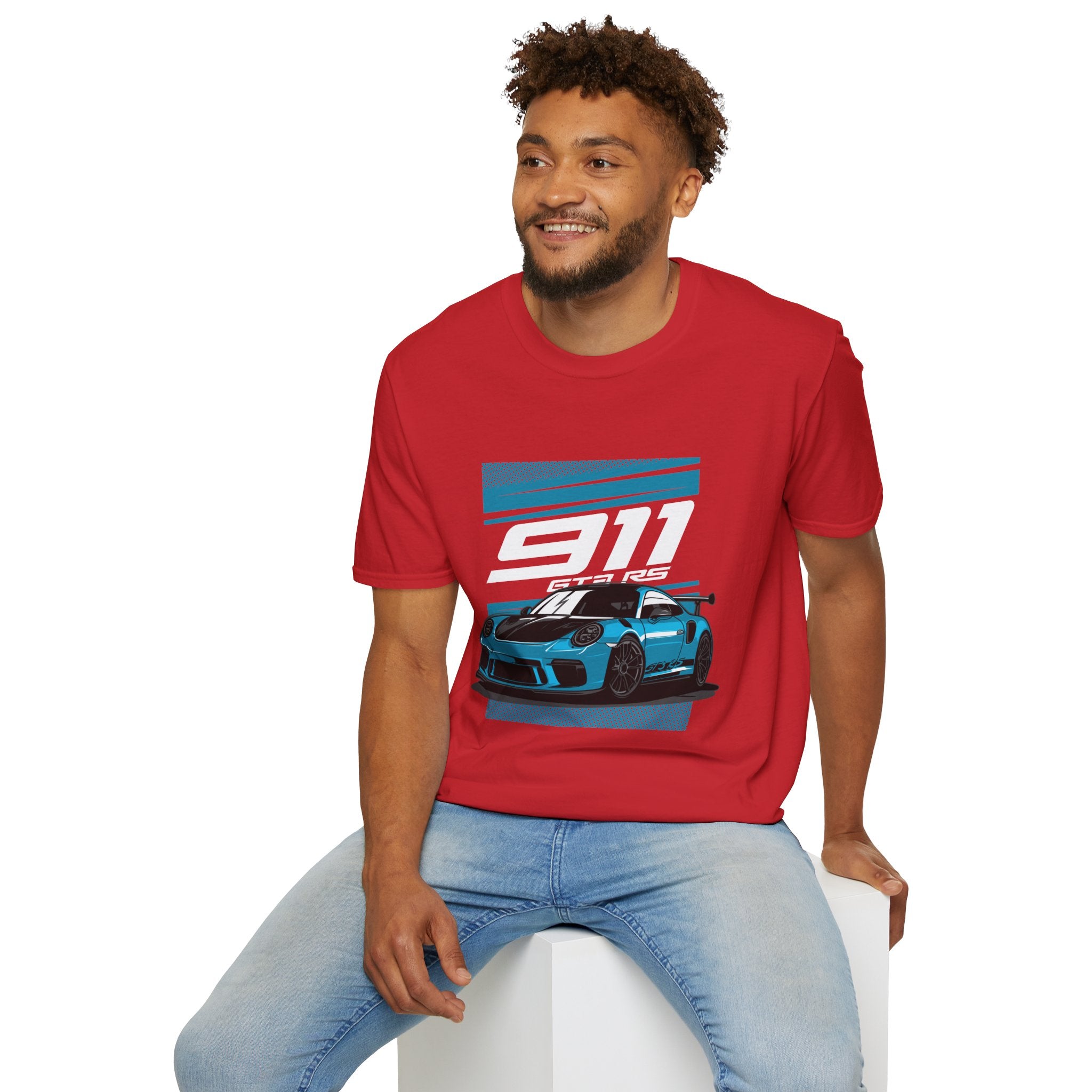 Porsche 911 GT3 RS Racing T-Shirt — Blue Track Car Graphic Tee