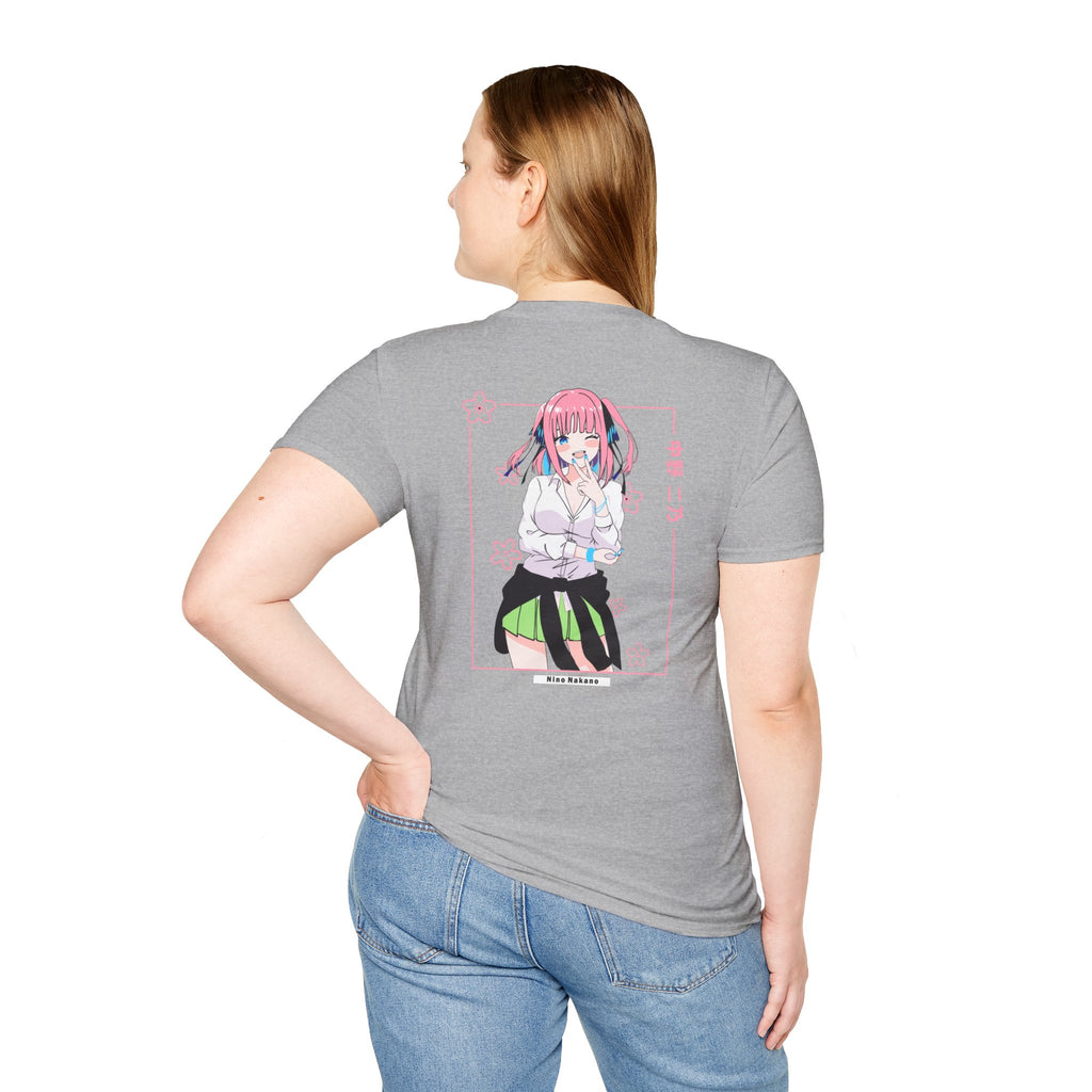 Anime Character T-Shirt — Cute Pink-Haired Schoolgirl Design ("Miku Nakano")