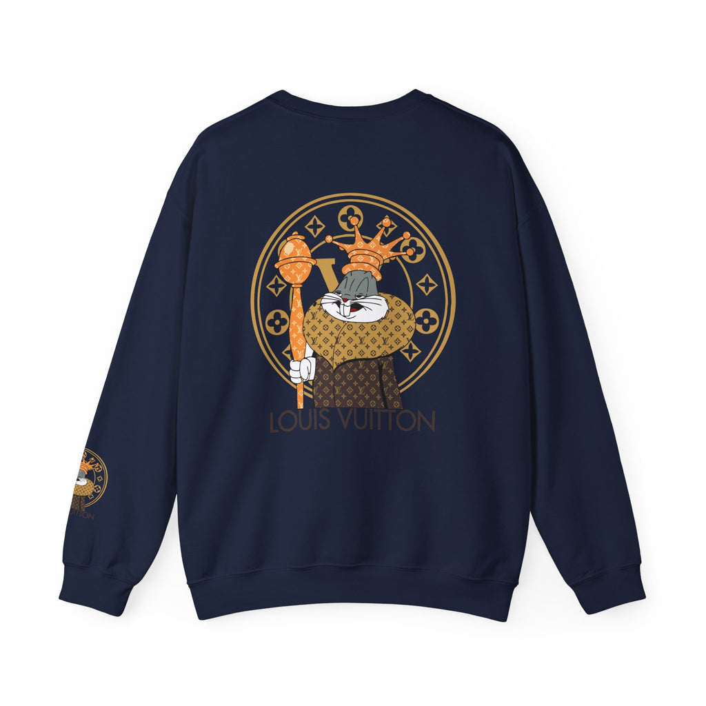 Luxury Logo Crewneck Sweatshirt — King Cat Graphic "Louis Vuitton"
