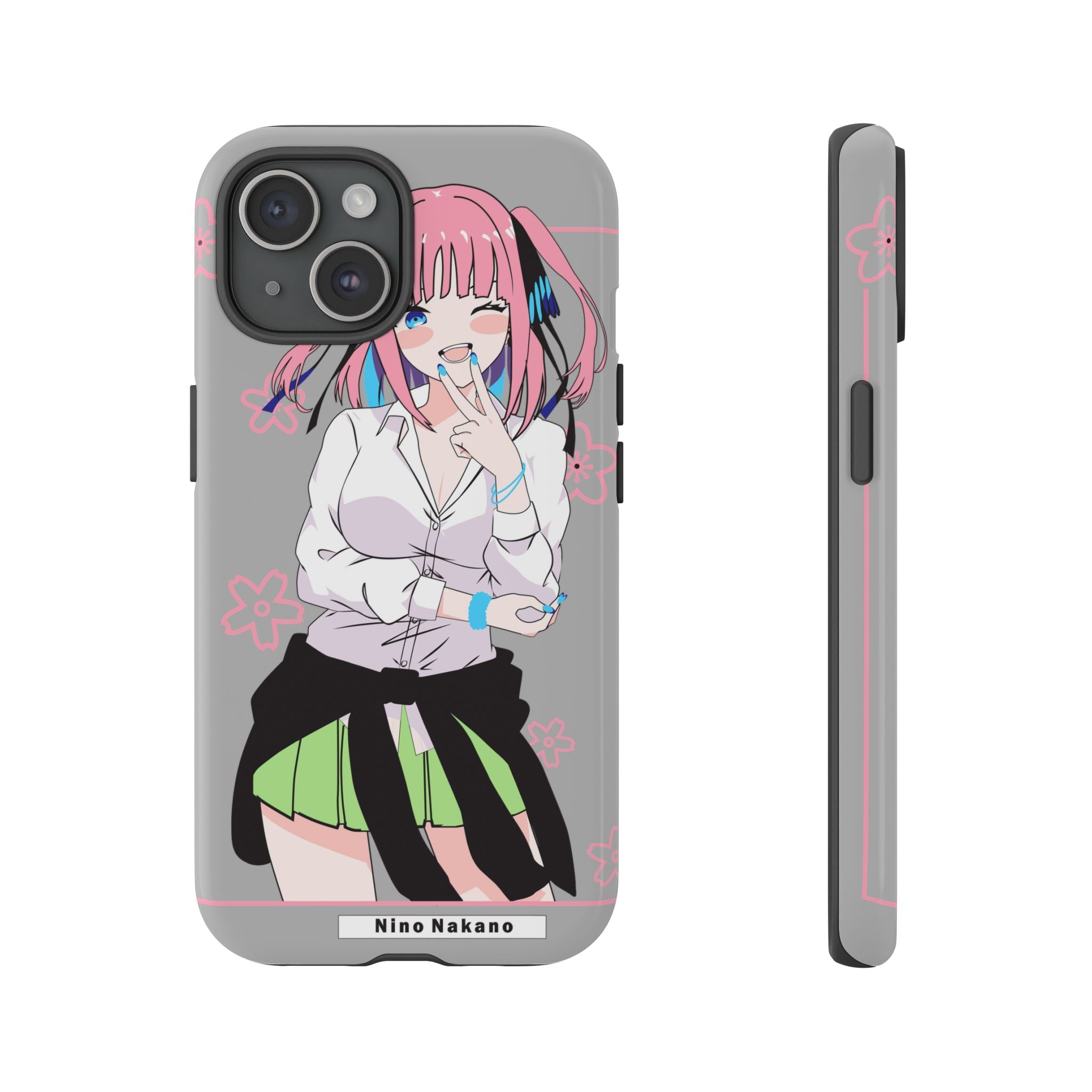 Anime Girl Phone Case — Pink Haired Schoolgirl "Nino Nakano" Cute Otaku Protective Case