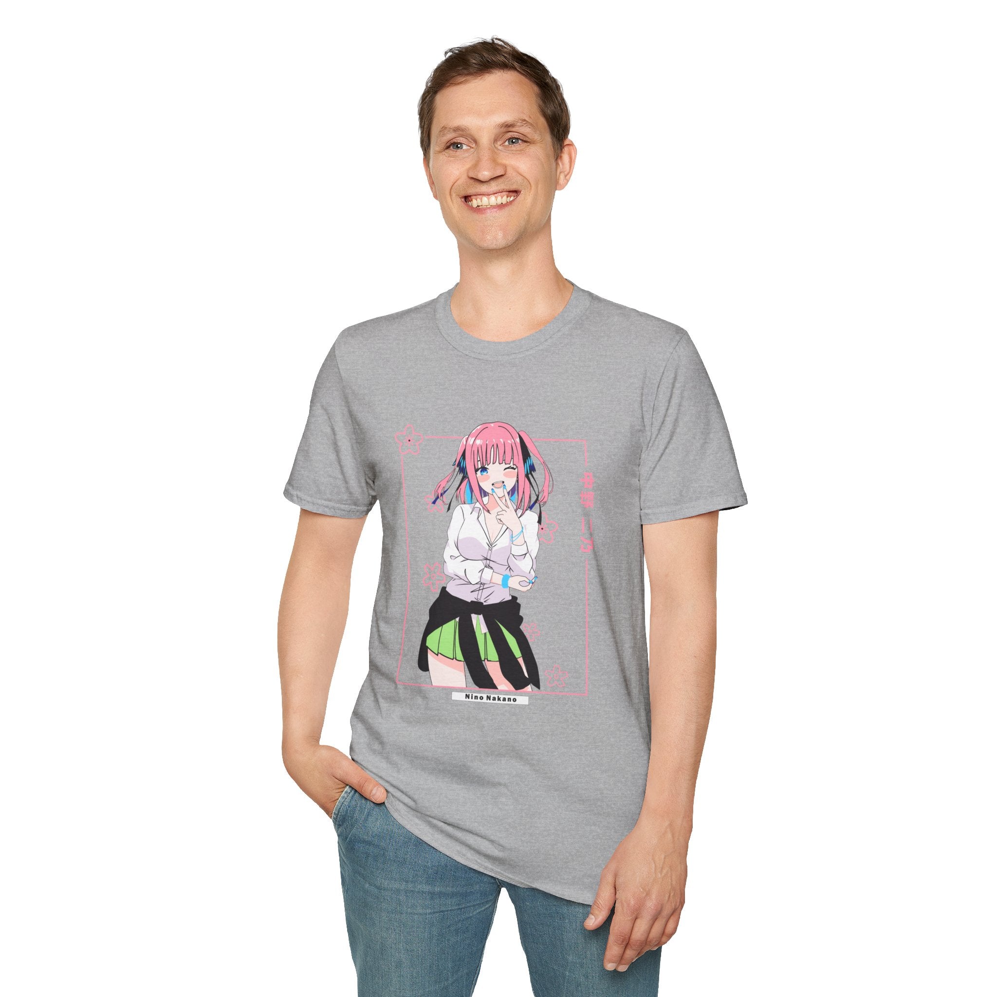 Anime Character T-Shirt — Cute Pink-Haired Schoolgirl Design ("Miku Nakano")