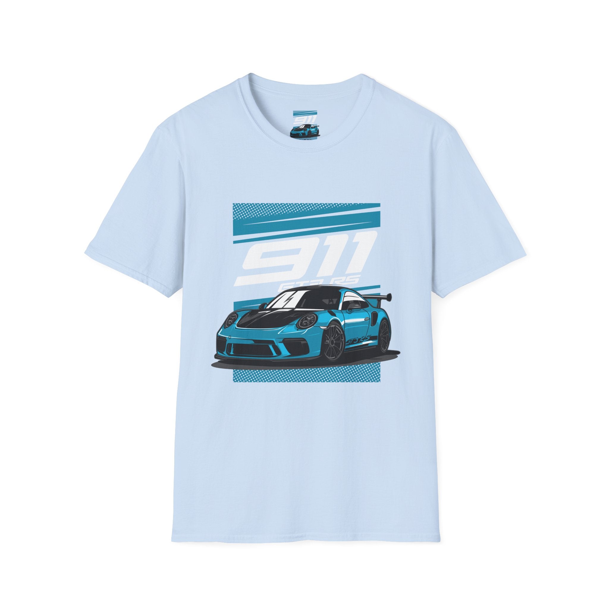 Porsche 911 GT3 RS Racing T-Shirt — Blue Track Car Graphic Tee