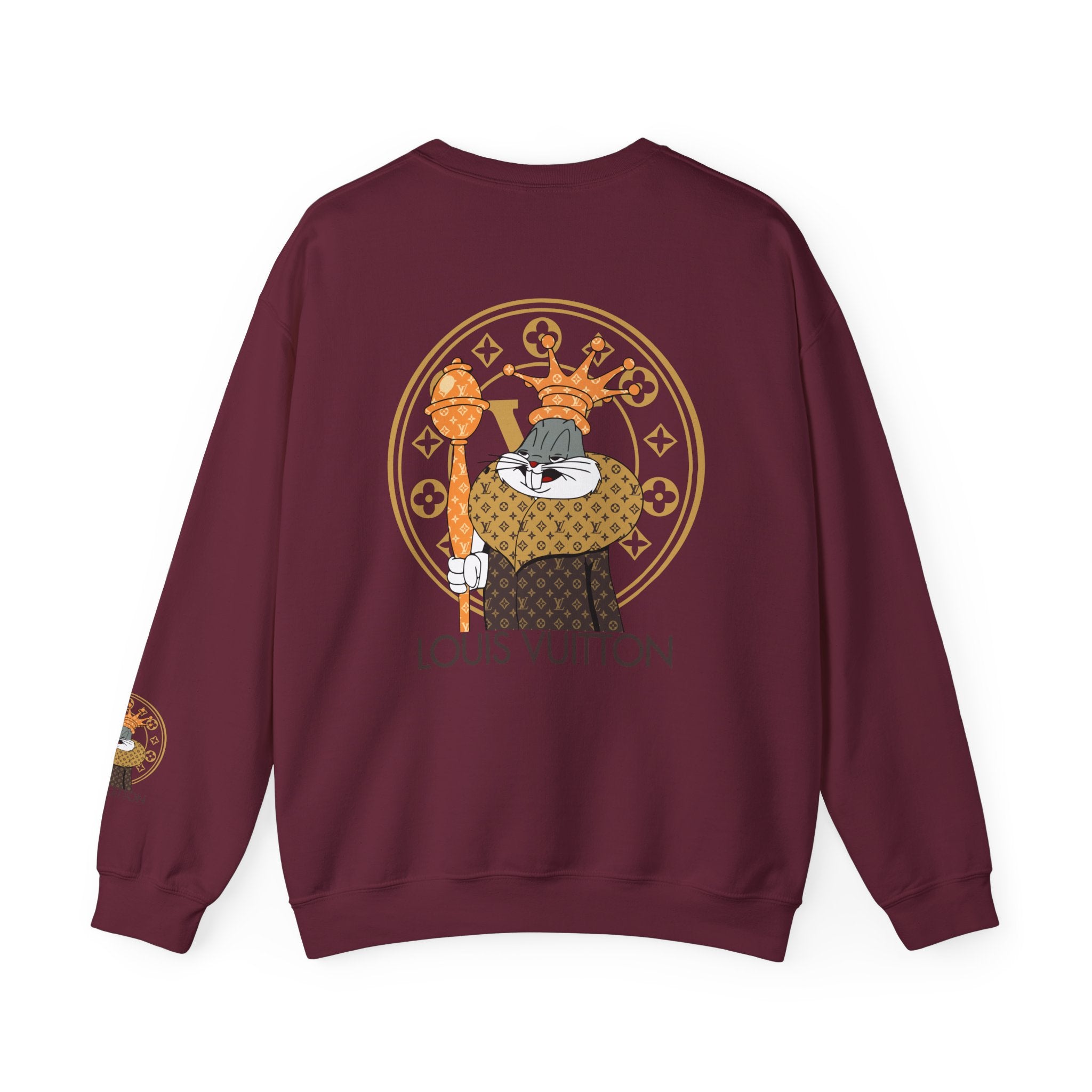 Luxury Logo Crewneck Sweatshirt — King Cat Graphic "Louis Vuitton"