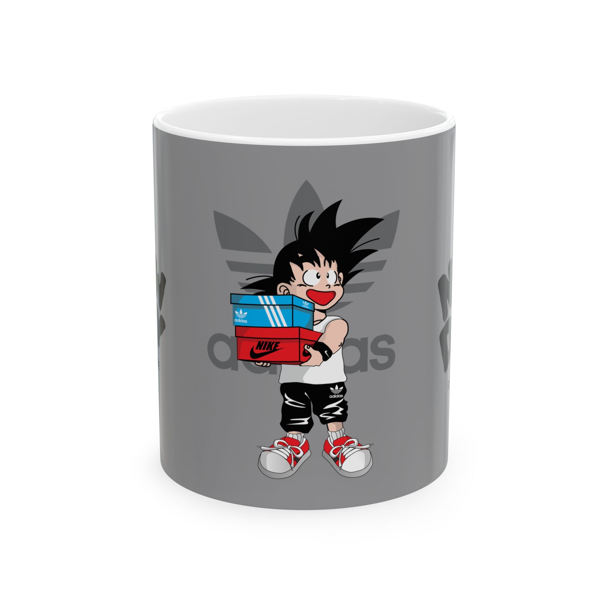 Anime Sneakerhead Mug — Cute Boy with Shoe Boxes, Retro Streetwear Coffee Cup (11oz/15oz)