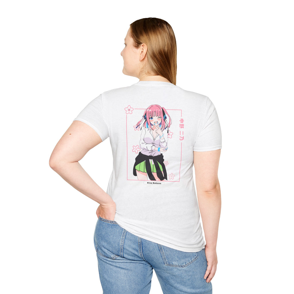 Anime Character T-Shirt — Cute Pink-Haired Schoolgirl Design ("Miku Nakano")