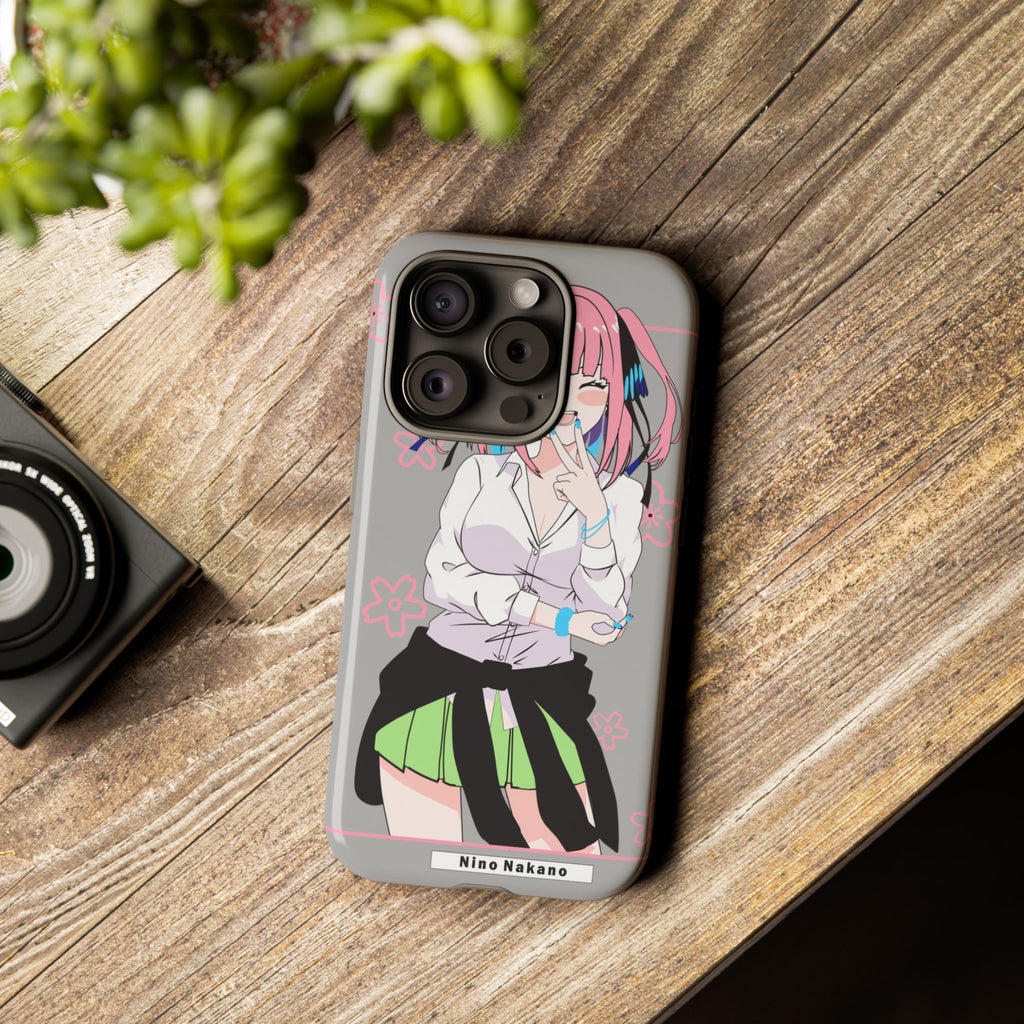 Anime Girl Phone Case — Pink Haired Schoolgirl "Nino Nakano" Cute Otaku Protective Case
