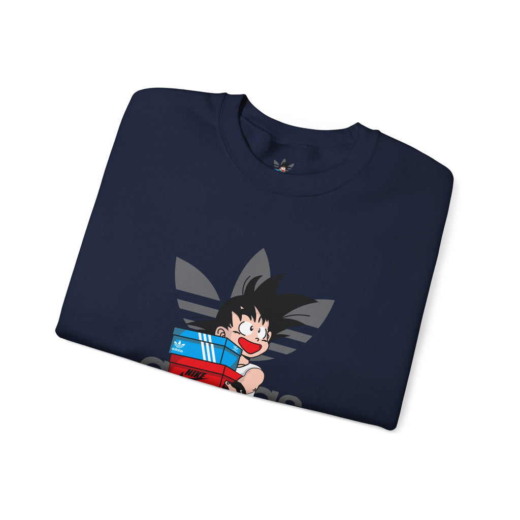 Anime Kid Graphic Sweatshirt — Cute Goku Shopping Adidas-Style Crewneck