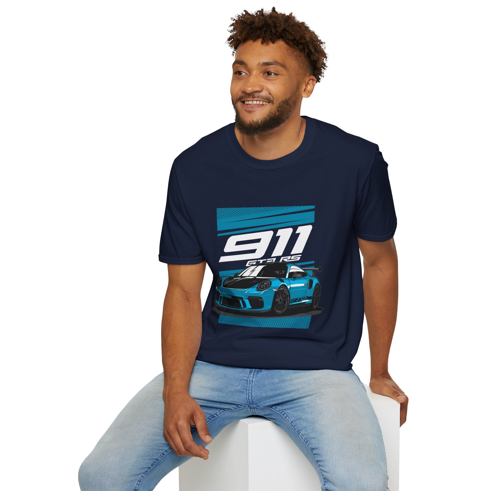 Porsche 911 GT3 RS Racing T-Shirt — Blue Track Car Graphic Tee