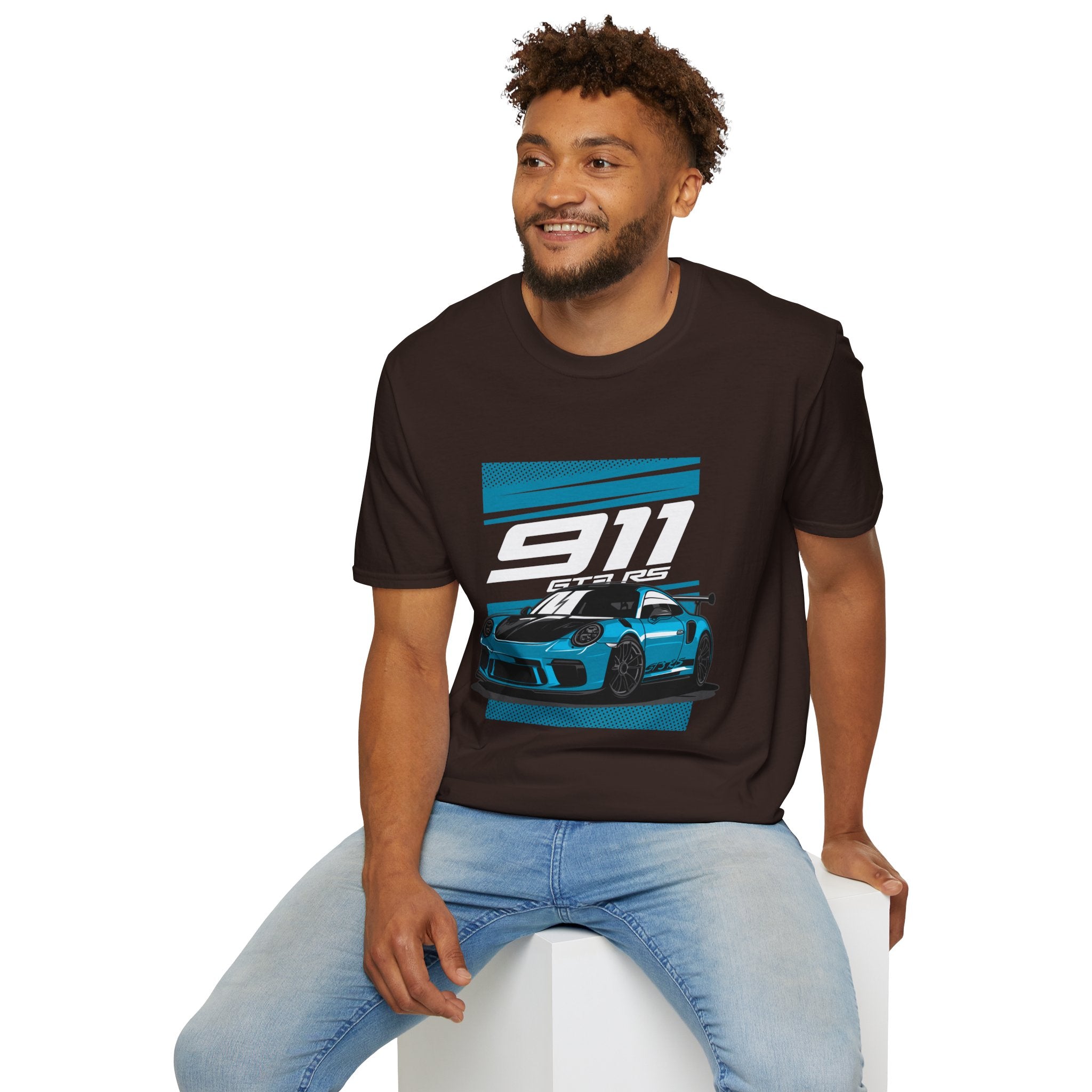 Porsche 911 GT3 RS Racing T-Shirt — Blue Track Car Graphic Tee