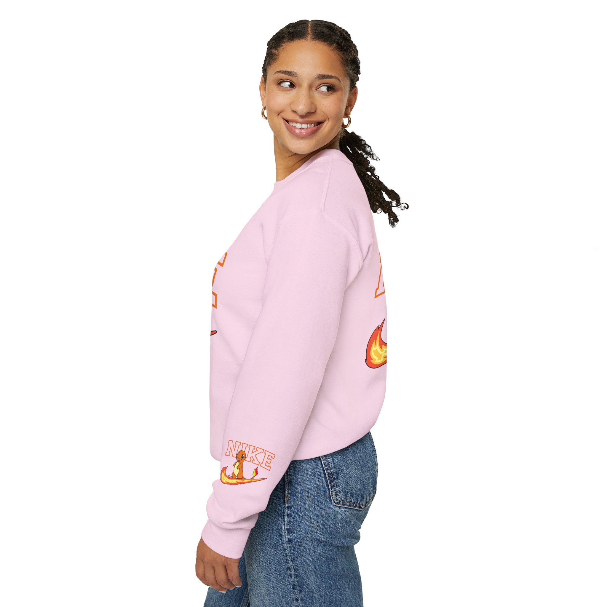 Charmande Flame Swoosh Crewneck Sweatshirt