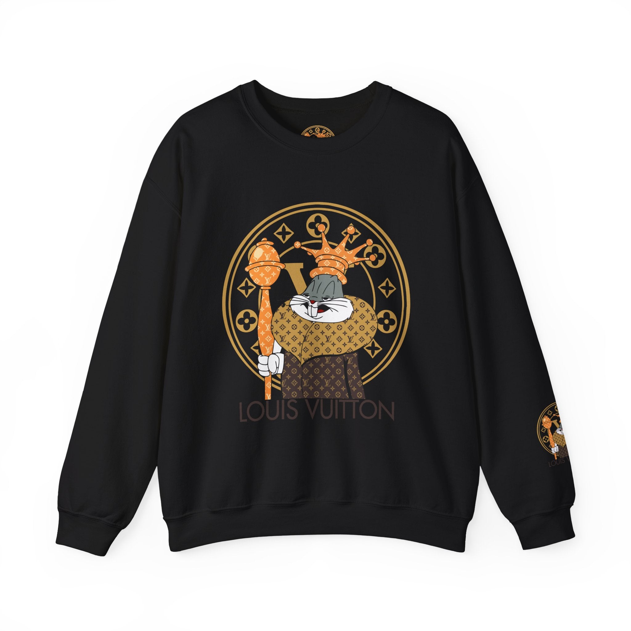 Luxury Logo Crewneck Sweatshirt — King Cat Graphic "Louis Vuitton"