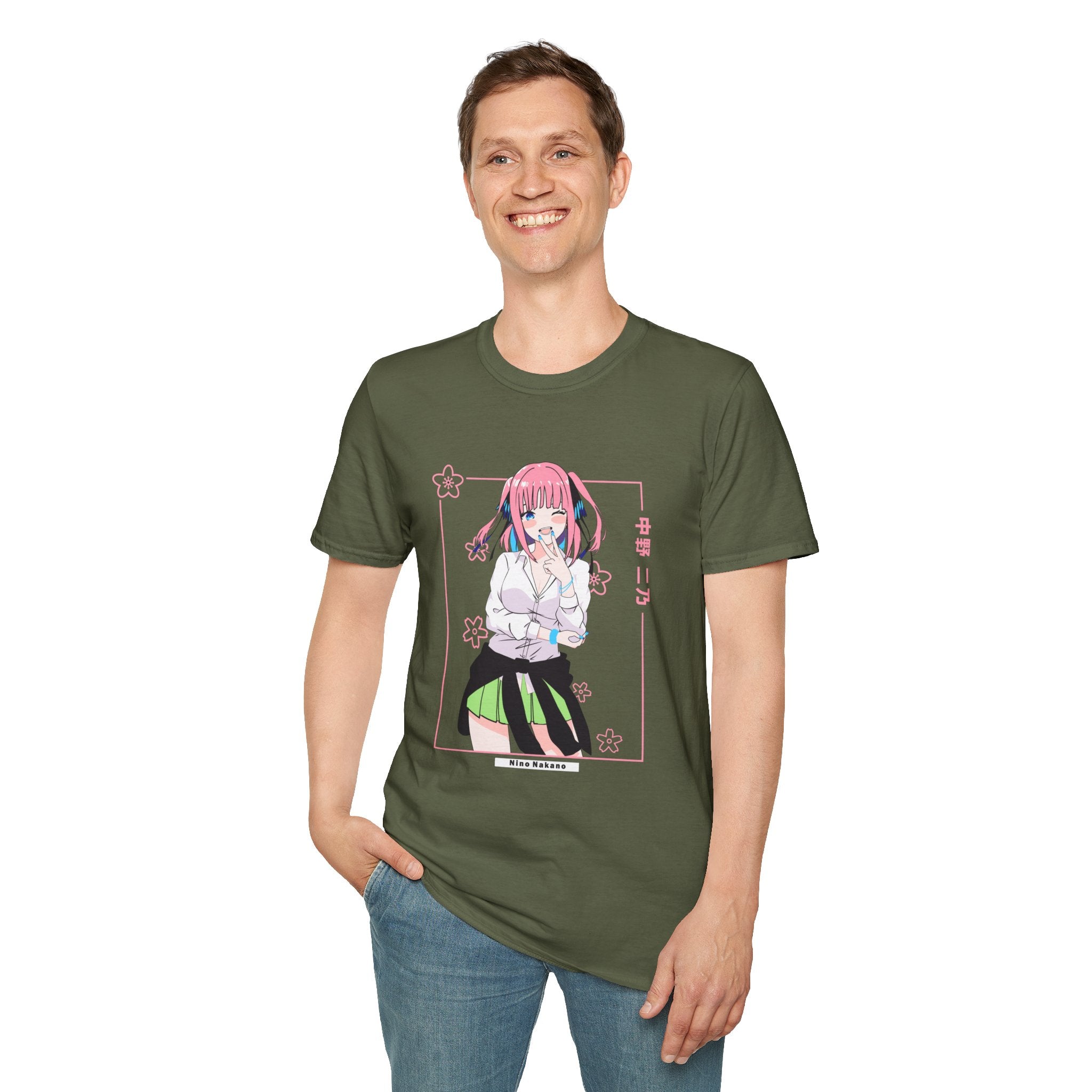 Anime Character T-Shirt — Cute Pink-Haired Schoolgirl Design ("Miku Nakano")