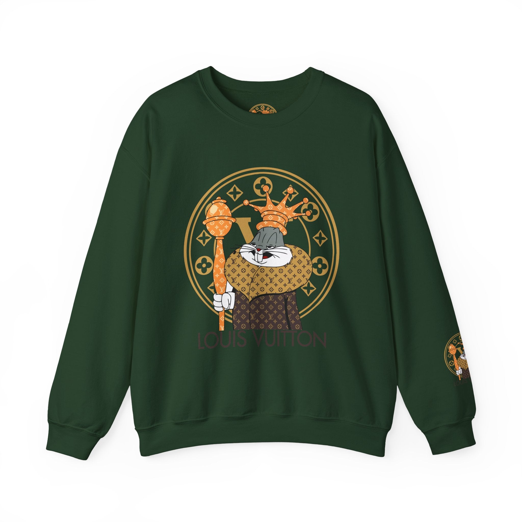 Luxury Logo Crewneck Sweatshirt — King Cat Graphic "Louis Vuitton"