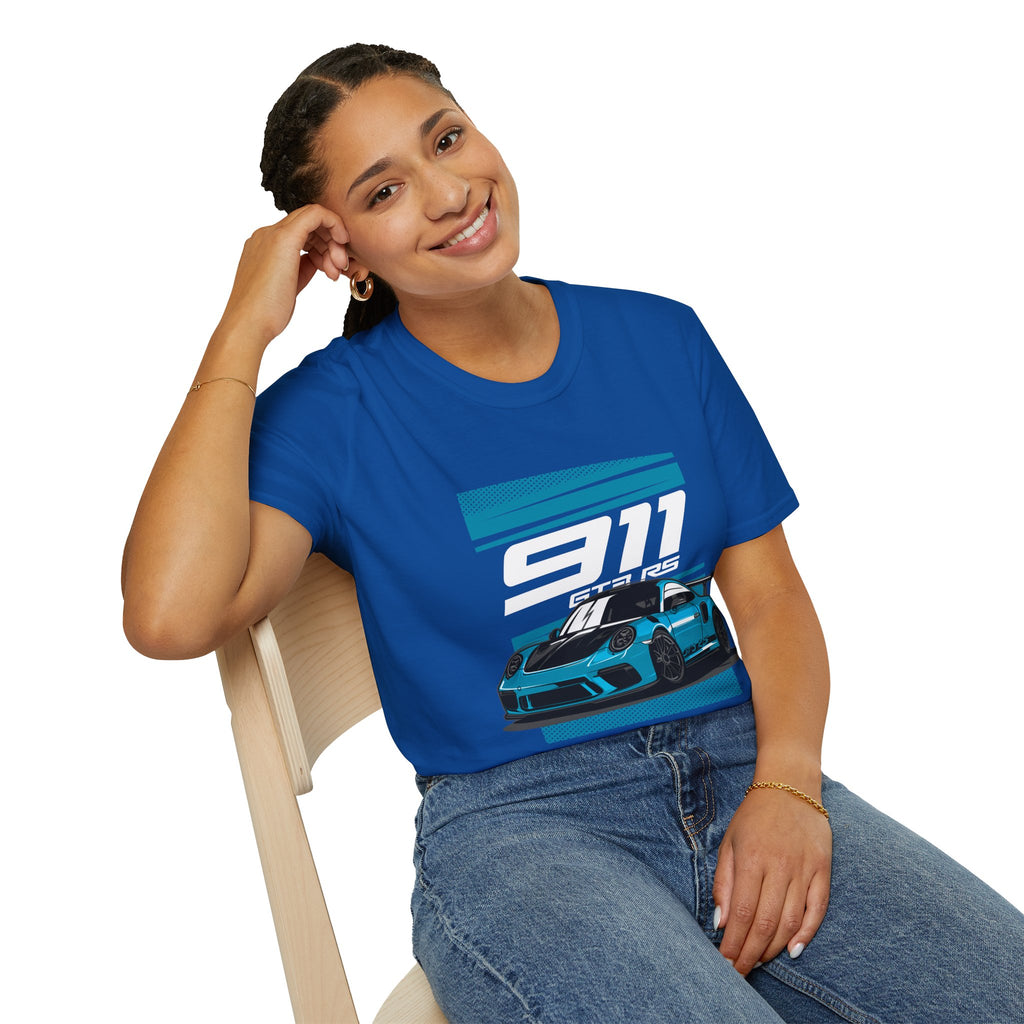 Porsche 911 GT3 RS Racing T-Shirt — Blue Track Car Graphic Tee