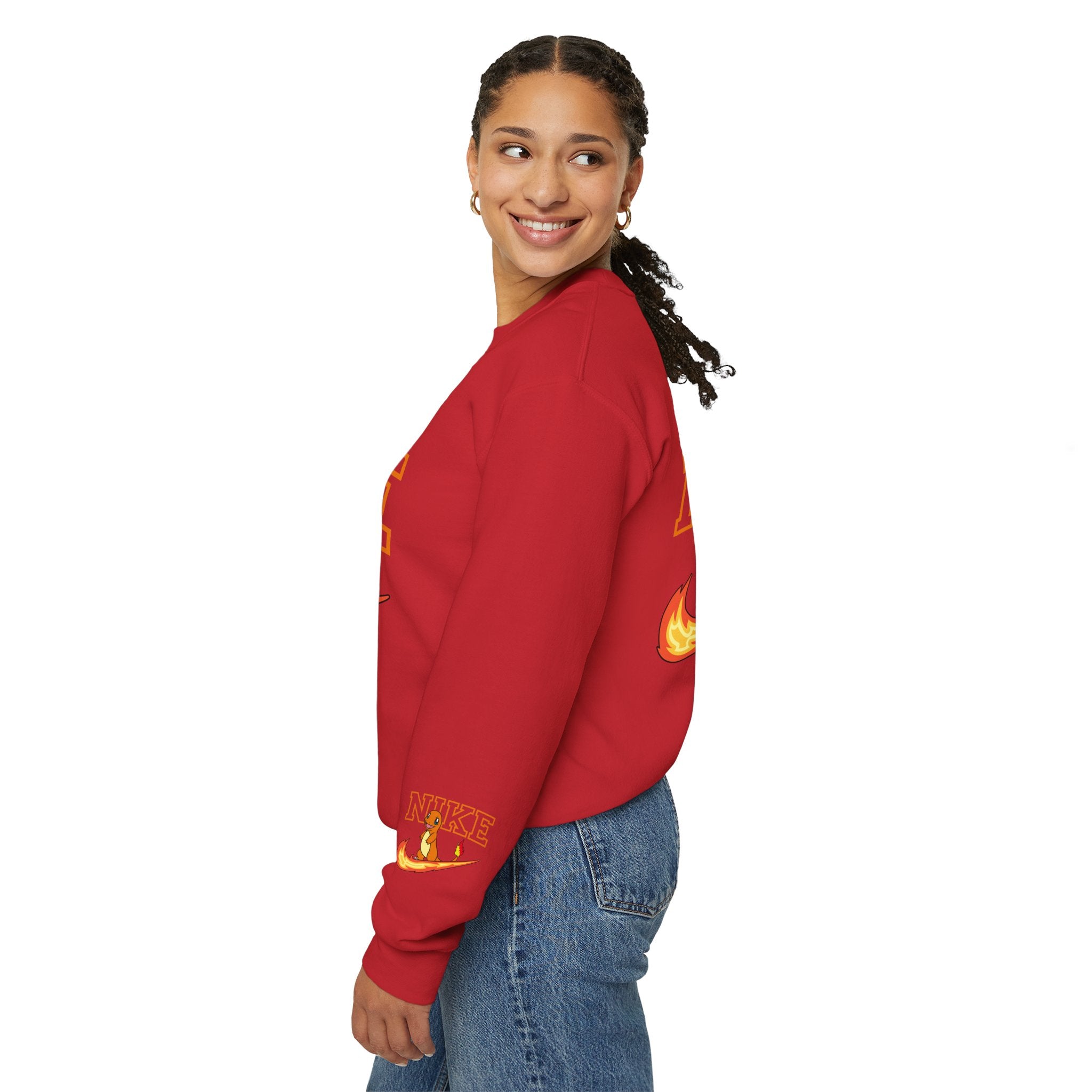 Charmande Flame Swoosh Crewneck Sweatshirt