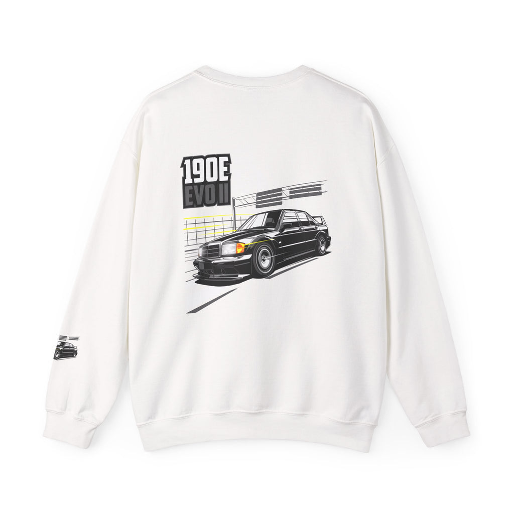 190E Evo II Crewneck Sweatshirt — Classic Mercedes 190E Car Graphic