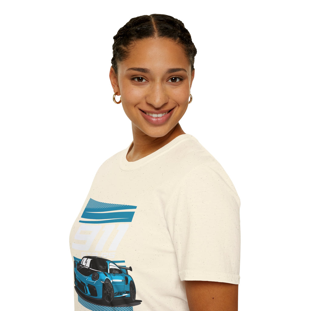 Porsche 911 GT3 RS Racing T-Shirt — Blue Track Car Graphic Tee