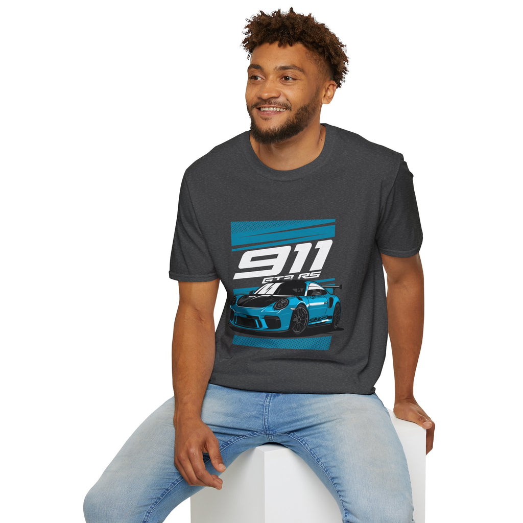 Porsche 911 GT3 RS Racing T-Shirt — Blue Track Car Graphic Tee