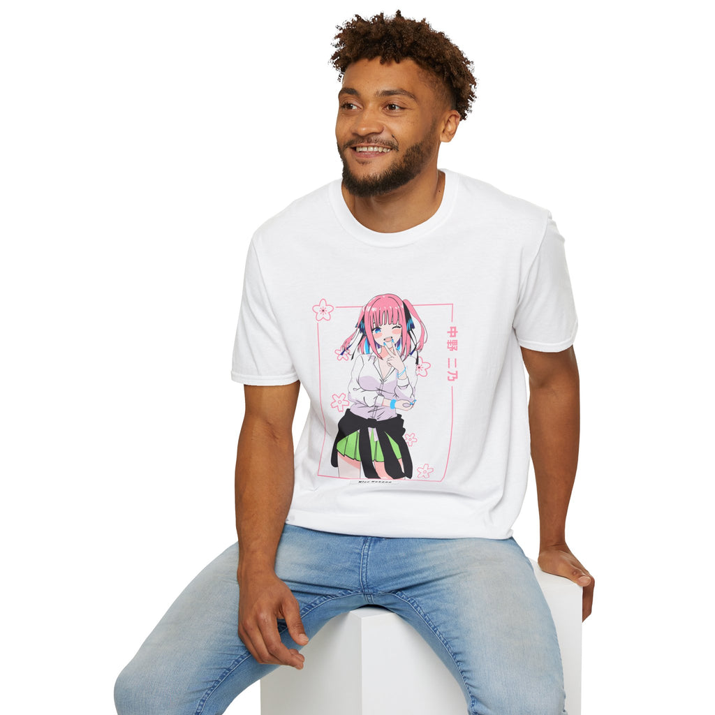 Anime Character T-Shirt — Cute Pink-Haired Schoolgirl Design ("Miku Nakano")