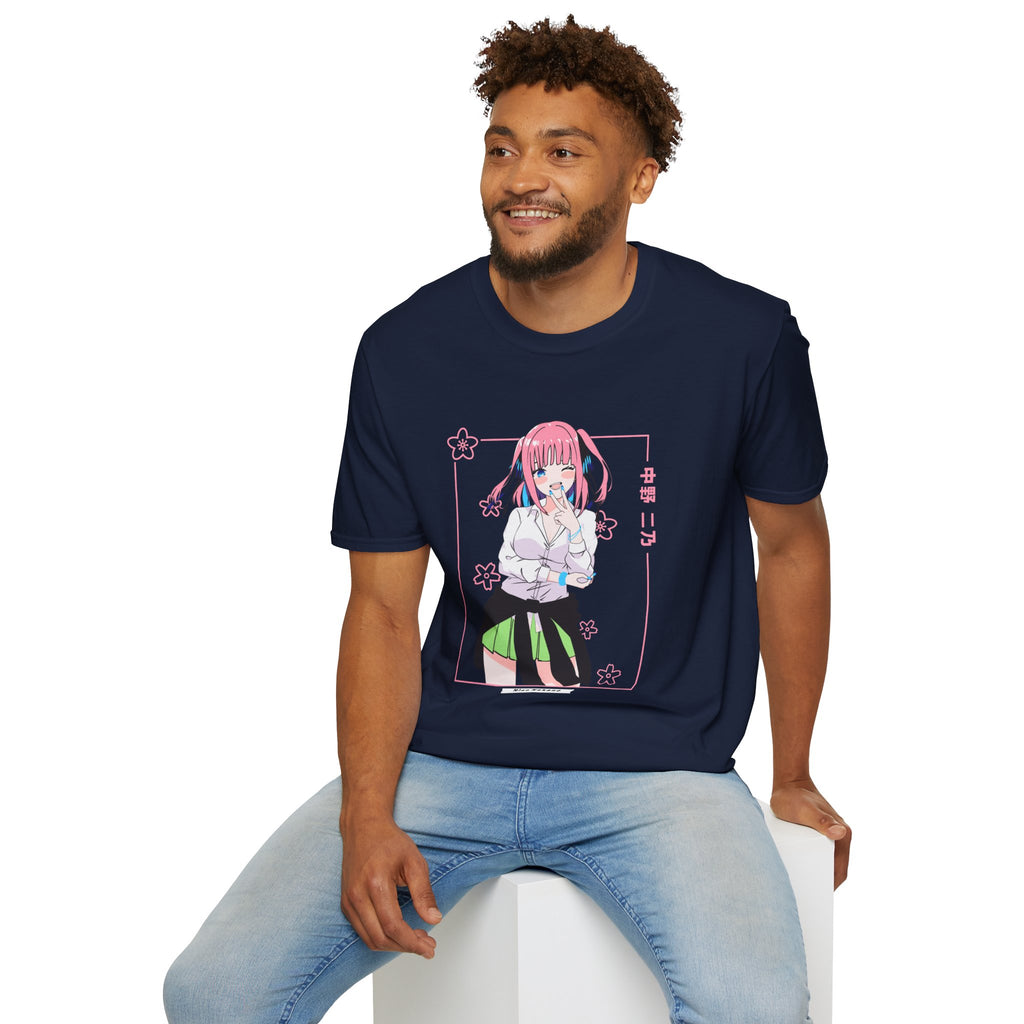Anime Character T-Shirt — Cute Pink-Haired Schoolgirl Design ("Miku Nakano")