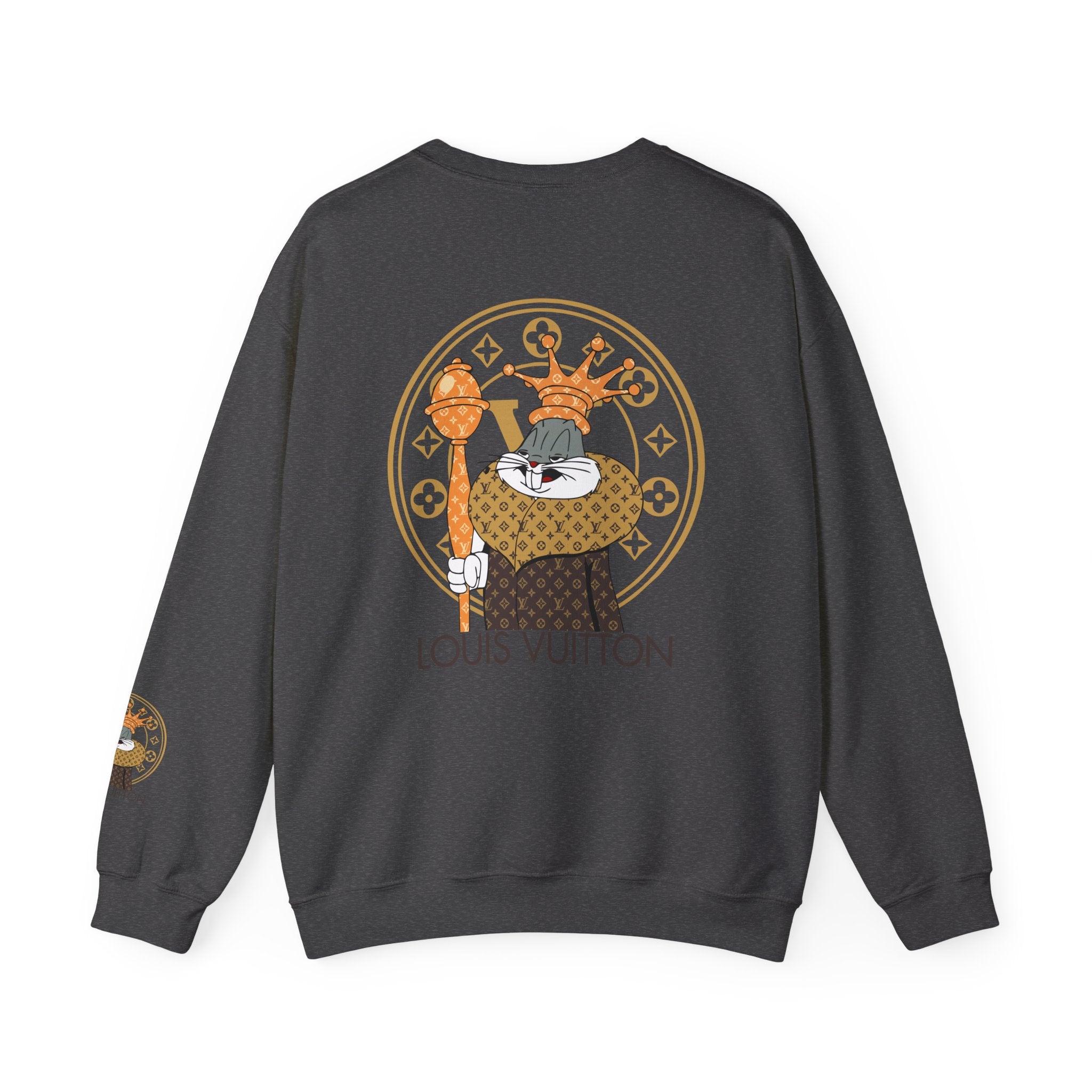 Luxury Logo Crewneck Sweatshirt — King Cat Graphic "Louis Vuitton"