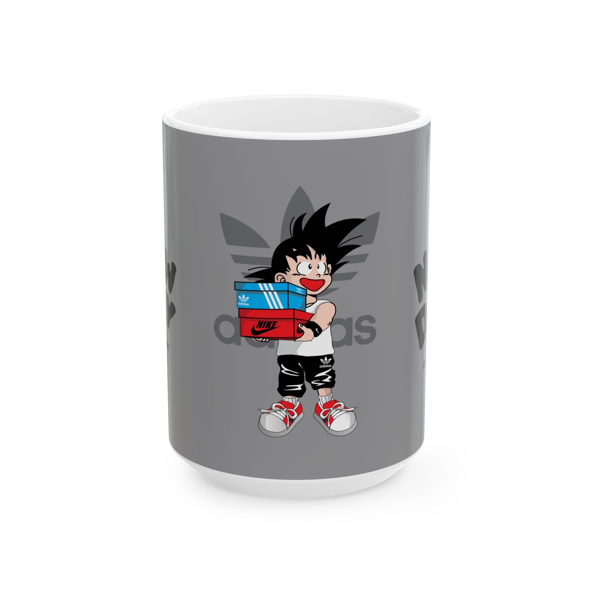 Anime Sneakerhead Mug — Cute Boy with Shoe Boxes, Retro Streetwear Coffee Cup (11oz/15oz)