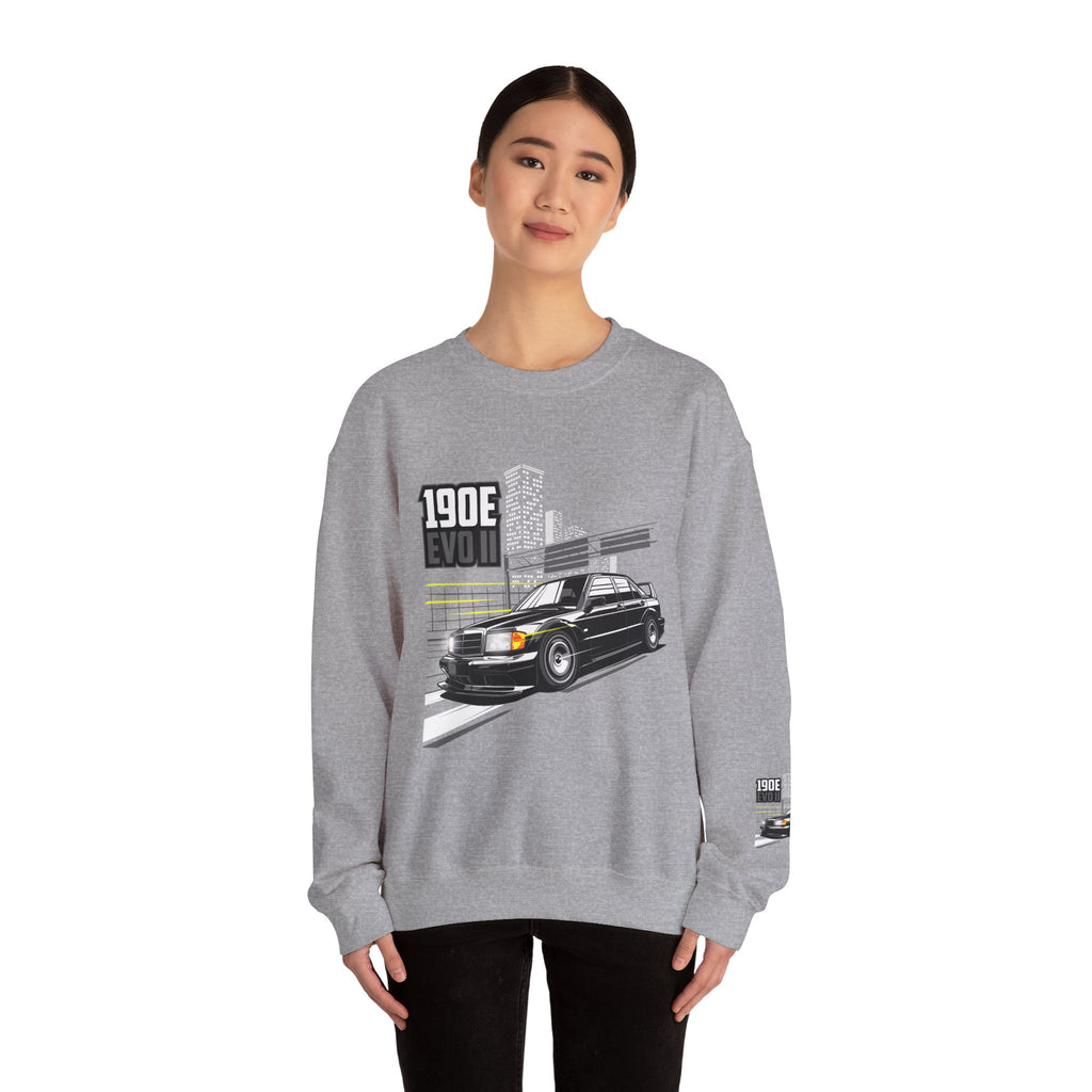 190E Evo II Crewneck Sweatshirt — Classic Mercedes 190E Car Graphic