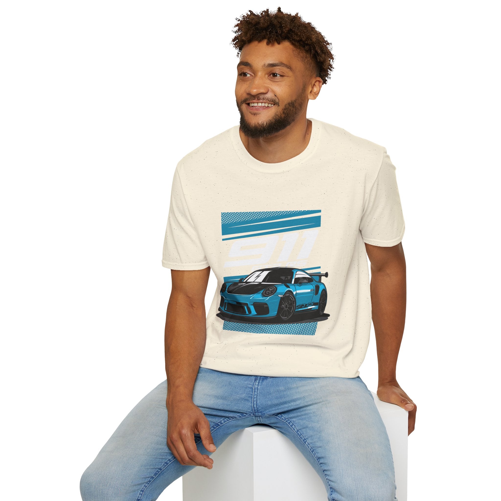 Porsche 911 GT3 RS Racing T-Shirt — Blue Track Car Graphic Tee