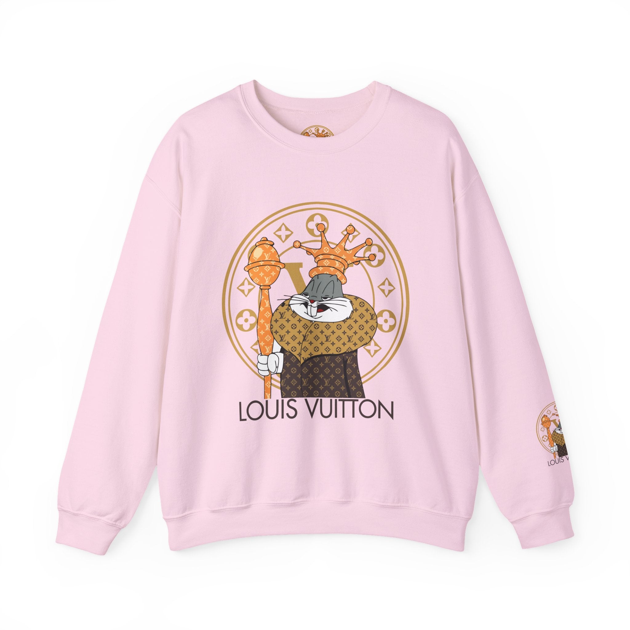 Luxury Logo Crewneck Sweatshirt — King Cat Graphic "Louis Vuitton"