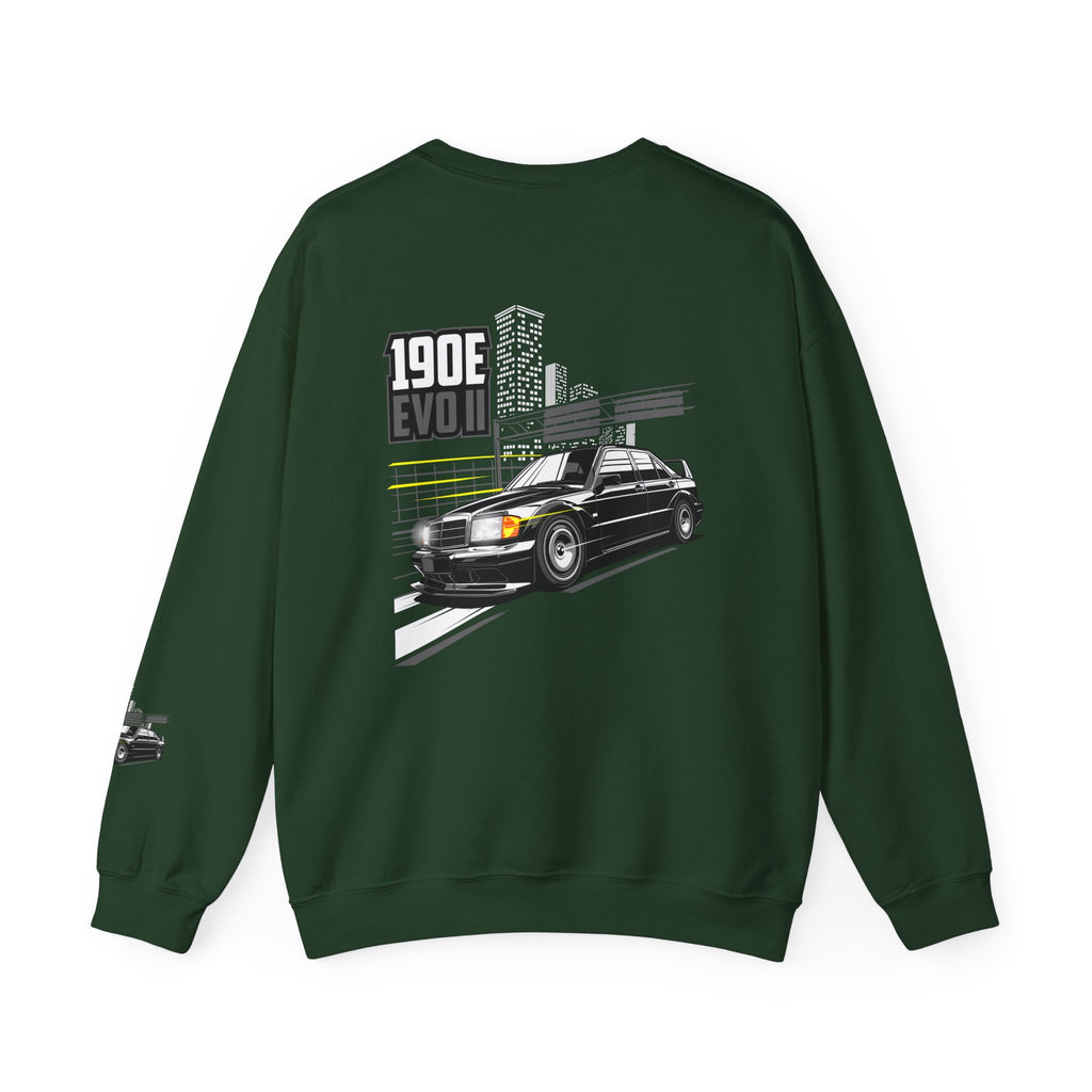 190E Evo II Crewneck Sweatshirt — Classic Mercedes 190E Car Graphic