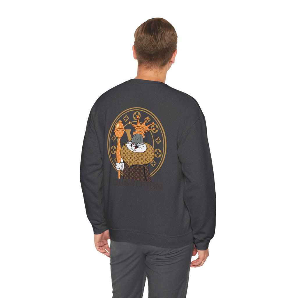 Luxury Logo Crewneck Sweatshirt — King Cat Graphic "Louis Vuitton"