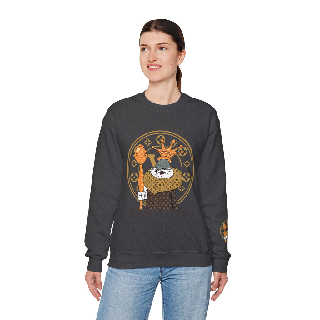 Luxury Logo Crewneck Sweatshirt — King Cat Graphic "Louis Vuitton"